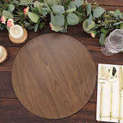 6 Round 13" Paper Placemats with Walnut Wood Design