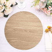 6 Round 13" Paper Placemats with Walnut Wood Design