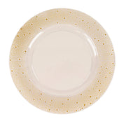 6 Round 13" Pearl Beaded Plastic Wedding Charger Plates - Clear and Gold CHRG_PLST0031_CLGD