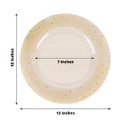 6 Round 13" Pearl Beaded Plastic Wedding Charger Plates - Clear and Gold CHRG_PLST0031_CLGD