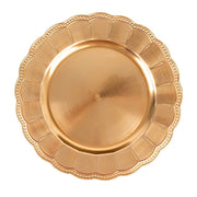 6 Round 13" Plastic Charger Plates with Beaded Sunflower Rim - Metallic Gold CHRG_PLST0036_GOLD