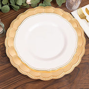 6 Round 13" Plastic Charger Plates with Beaded Sunflower Rim - Metallic Gold CHRG_PLST0036_GOLD