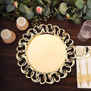 6 Round 13" Plastic Charger Plates with Entwined Swirl Rim - Gold CHRG_PLST0043_GOLD