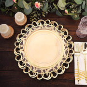 6 Round 13" Plastic Charger Plates with Entwined Swirl Rim - Gold CHRG_PLST0043_GOLD