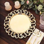 6 Round 13" Plastic Charger Plates with Entwined Swirl Rim - Gold CHRG_PLST0043_GOLD