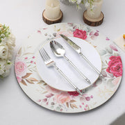 6 Round 13" Rose Floral Print Plastic Charger Plates - Assorted CHRG_PLST0012_WHTPK