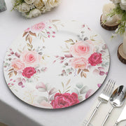 6 Round 13" Rose Floral Print Plastic Charger Plates - Assorted CHRG_PLST0012_WHTPK