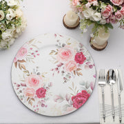 6 Round 13" Rose Floral Print Plastic Charger Plates - Assorted CHRG_PLST0012_WHTPK