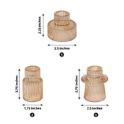 6 Round 3" Mini Ribbed Glass Taper Candle Holders Centerpieces