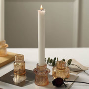 6 Round 3" Mini Ribbed Glass Taper Candle Holders Centerpieces