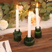 6 Round 3" Mini Ribbed Glass Taper Candle Holders Centerpieces