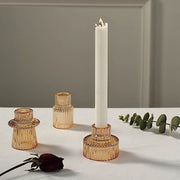 6 Round 3" Mini Ribbed Glass Taper Candle Holders Centerpieces