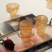 6 Round 3" Mini Ribbed Glass Taper Candle Holders Centerpieces