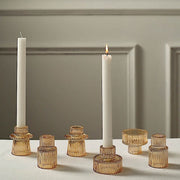 6 Round 3" Mini Ribbed Glass Taper Candle Holders Centerpieces