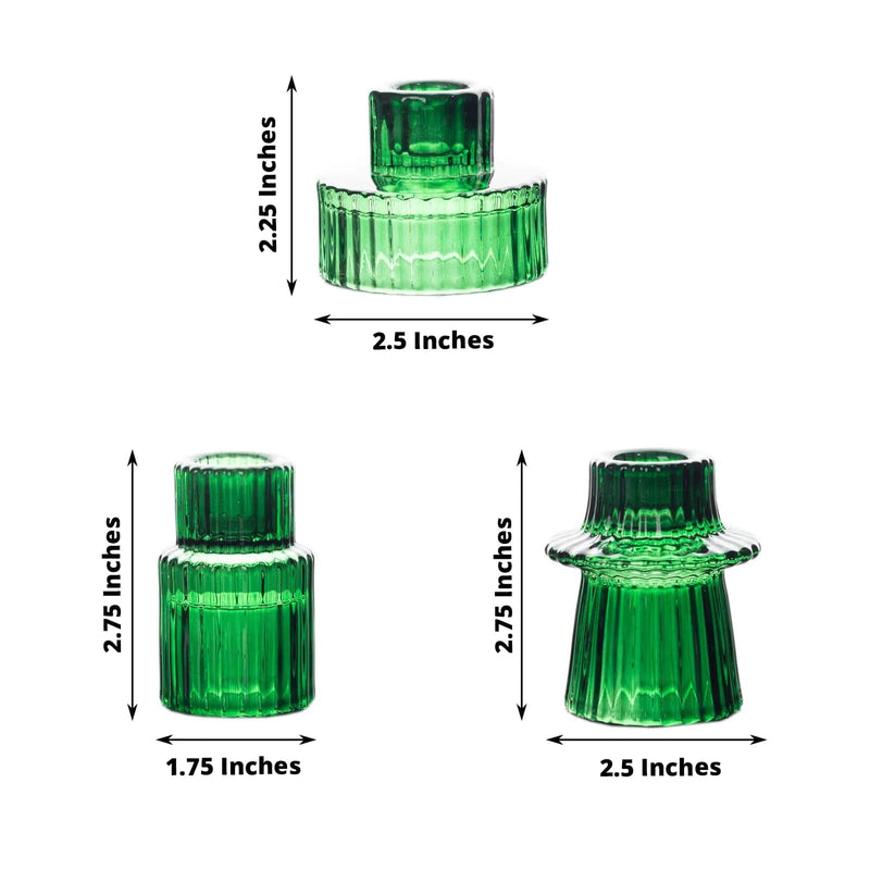 6 Round 3" Mini Ribbed Glass Taper Candle Holders Centerpieces