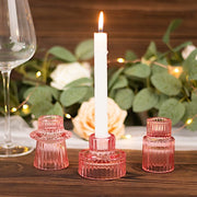 6 Round 3" Mini Ribbed Glass Taper Candle Holders Centerpieces
