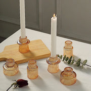 6 Round 3" Mini Ribbed Glass Taper Candle Holders Centerpieces