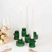 6 Round 3" Mini Ribbed Glass Taper Candle Holders Centerpieces