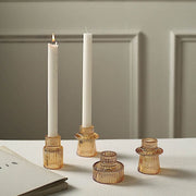 6 Round 3" Mini Ribbed Glass Taper Candle Holders Centerpieces