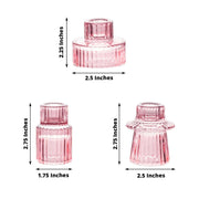 6 Round 3" Mini Ribbed Glass Taper Candle Holders Centerpieces