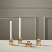 6 Round 3" Mini Ribbed Glass Taper Candle Holders Centerpieces
