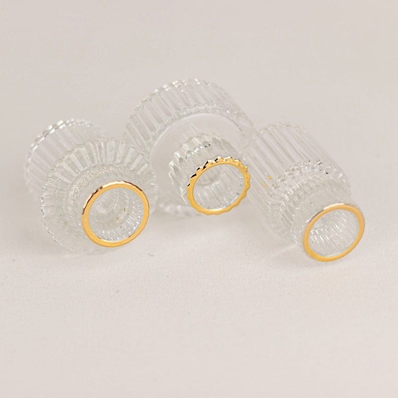 6 Round 3" Mini Ribbed Glass Taper Candle Holders Centerpieces