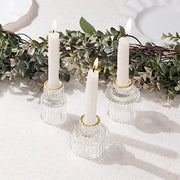 6 Round 3" Mini Ribbed Glass Taper Candle Holders Centerpieces