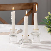 6 Round 3" Mini Ribbed Glass Taper Candle Holders Centerpieces