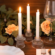 6 Round 3" Mini Ribbed Glass Taper Candle Holders Centerpieces