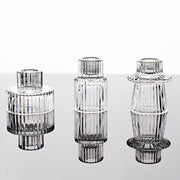 6 Round 3" Mini Ribbed Glass Taper Candle Holders Centerpieces