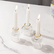 6 Round 3" Mini Ribbed Glass Taper Candle Holders Centerpieces