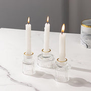 6 Round 3" Mini Ribbed Glass Taper Candle Holders Centerpieces