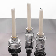 6 Round 3" Mini Ribbed Glass Taper Candle Holders Centerpieces