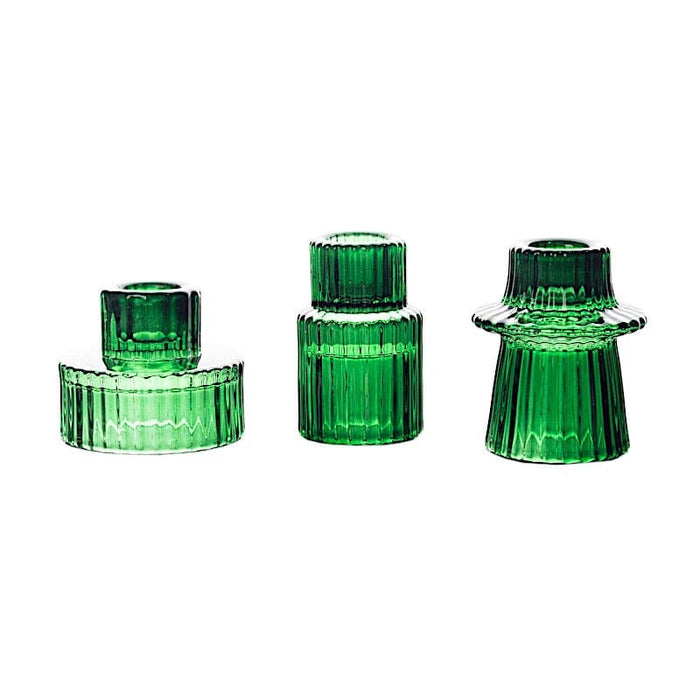 6 Round 3" Mini Ribbed Glass Taper Candle Holders Centerpieces CAND_HOLD_TP004_HUNT