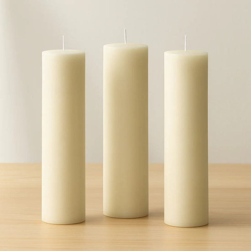 6 Round 3" x 12" Dripless Unscented Pillar Candles