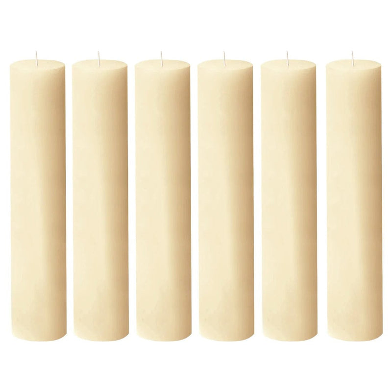 6 Round 3" x 12" Dripless Unscented Pillar Candles CAND_PL003_3X12_IVR