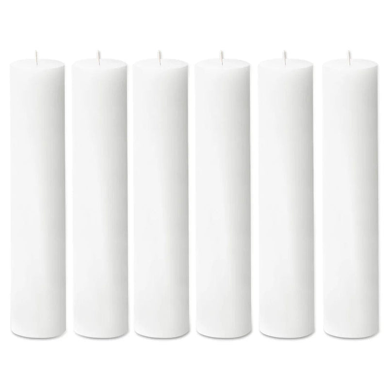 6 Round 3" x 12" Dripless Unscented Pillar Candles CAND_PL003_3X12_WHT