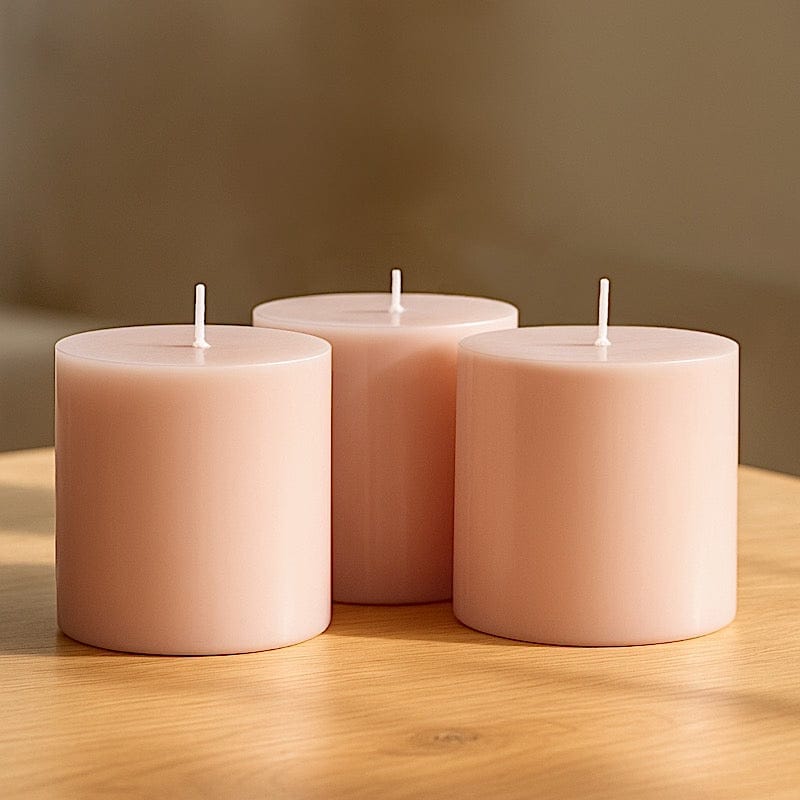 6 Round 3" x 3" Dripless Unscented Pillar Candles