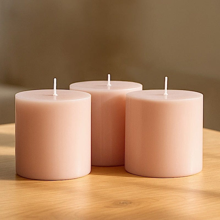 6 Round 3" x 3" Dripless Unscented Pillar Candles