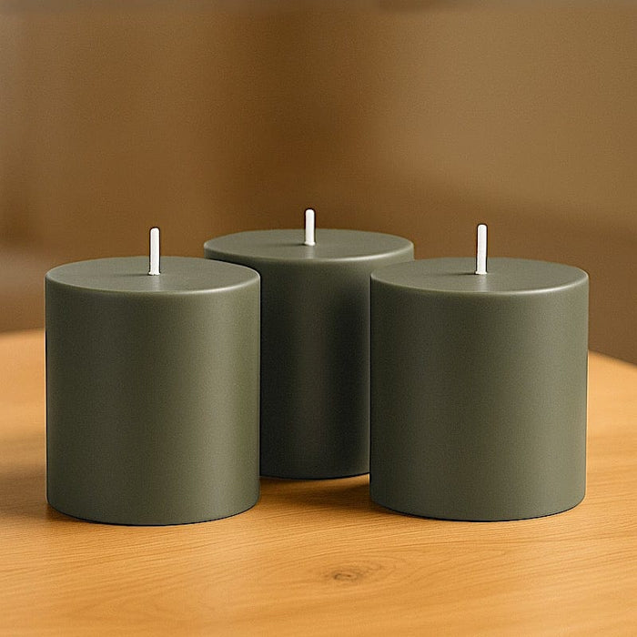6 Round 3" x 3" Dripless Unscented Pillar Candles