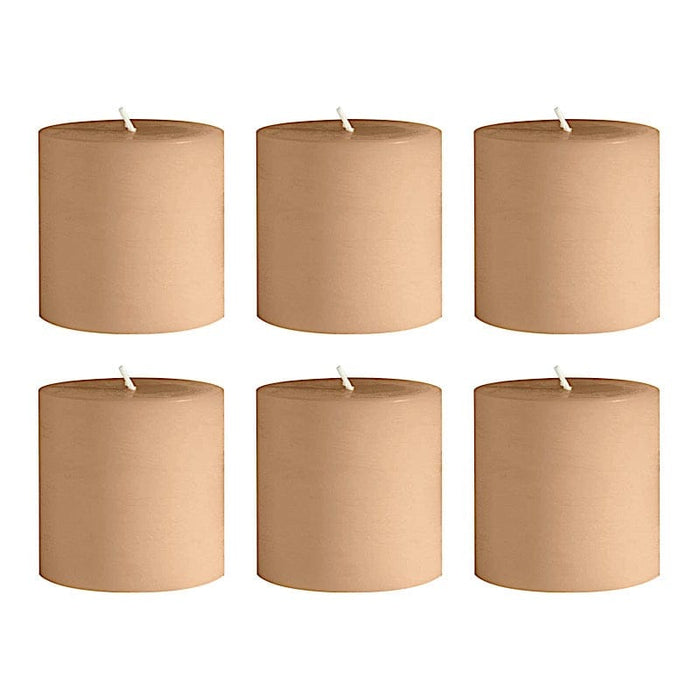 6 Round 3" x 3" Dripless Unscented Pillar Candles CAND_PL003_3X3_081