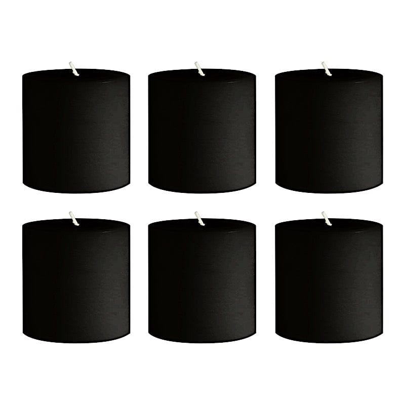 6 Round 3" x 3" Dripless Unscented Pillar Candles CAND_PL003_3X3_BLK