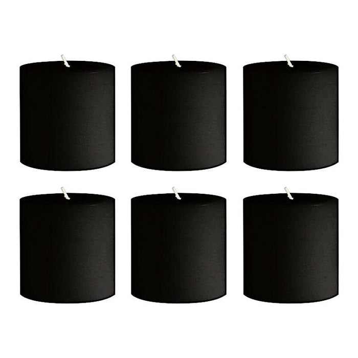 6 Round 3" x 3" Dripless Unscented Pillar Candles CAND_PL003_3X3_BLK