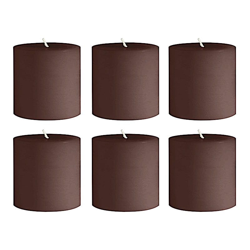 6 Round 3" x 3" Dripless Unscented Pillar Candles CAND_PL003_3X3_BRN
