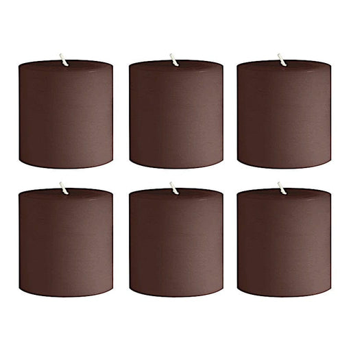 6 Round 3" x 3" Dripless Unscented Pillar Candles CAND_PL003_3X3_BRN