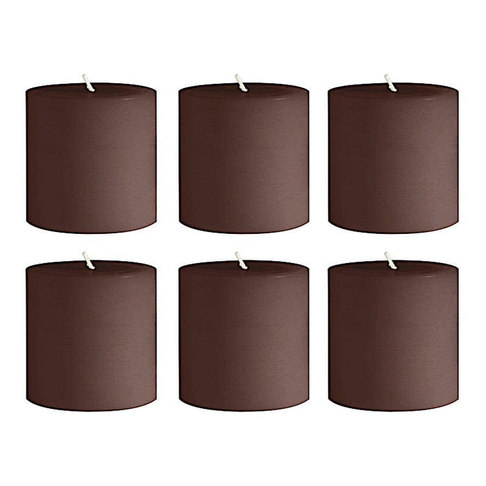 6 Round 3" x 3" Dripless Unscented Pillar Candles CAND_PL003_3X3_BRN