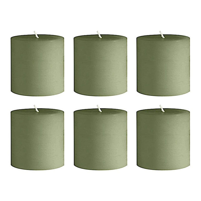 6 Round 3" x 3" Dripless Unscented Pillar Candles CAND_PL003_3X3_DSG