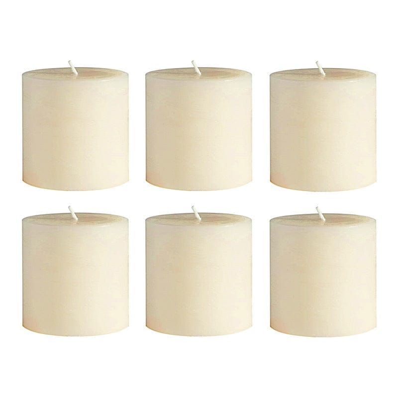 6 Round 3" x 3" Dripless Unscented Pillar Candles CAND_PL003_3X3_IVR