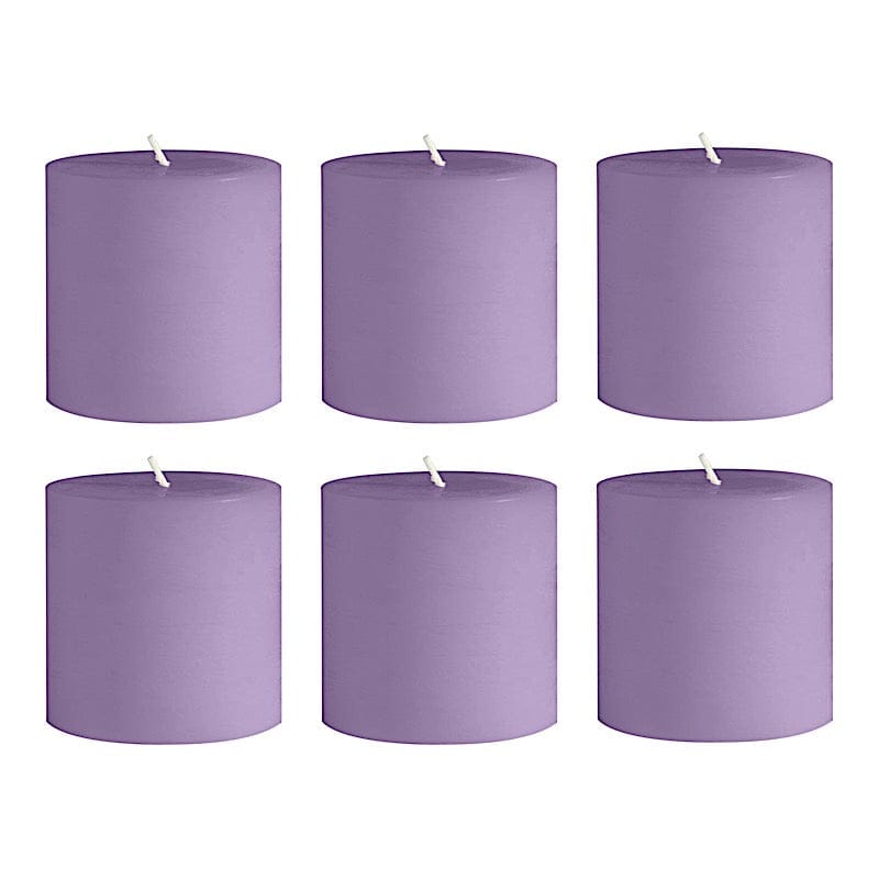 6 Round 3" x 3" Dripless Unscented Pillar Candles CAND_PL003_3X3_LAV