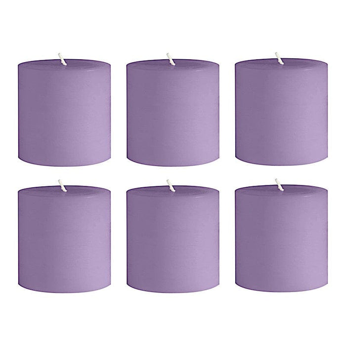 6 Round 3" x 3" Dripless Unscented Pillar Candles CAND_PL003_3X3_LAV